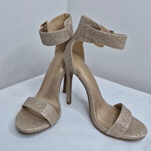 Dream Pairs Aaveey Women Champagne Gold Glitter Stiletto Ankle Strap Heels 6.5